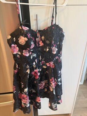 Trixxi Black  Dress with Pink Floral Print